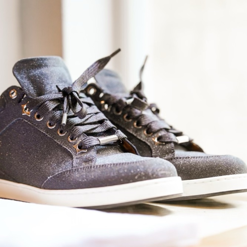Jimmy Choo Miami Glitter Sneakers in Black